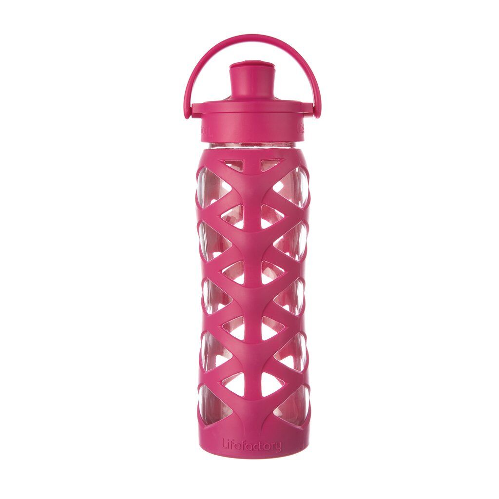 Botella de vidrio active flip cap 650ml Magenta