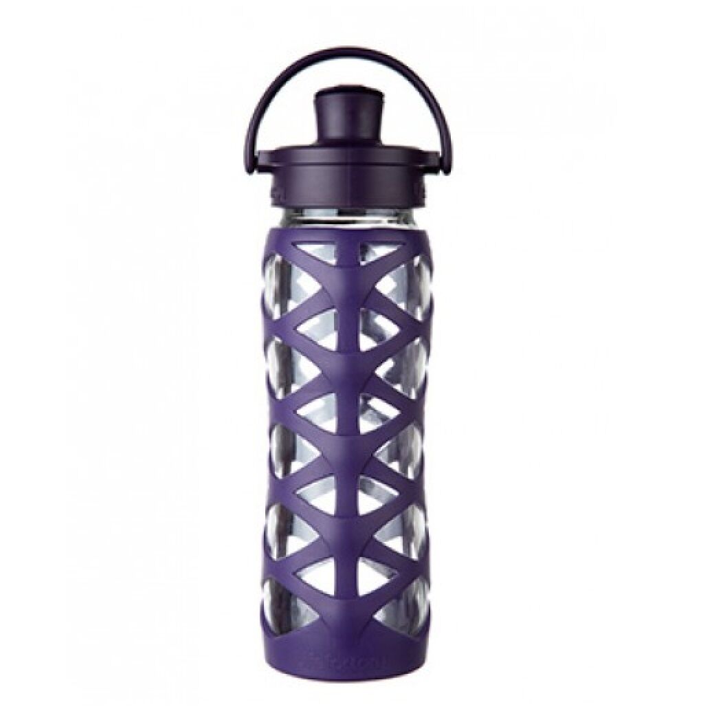 Botella de vidrio active flip cap 650ml Berenjena
