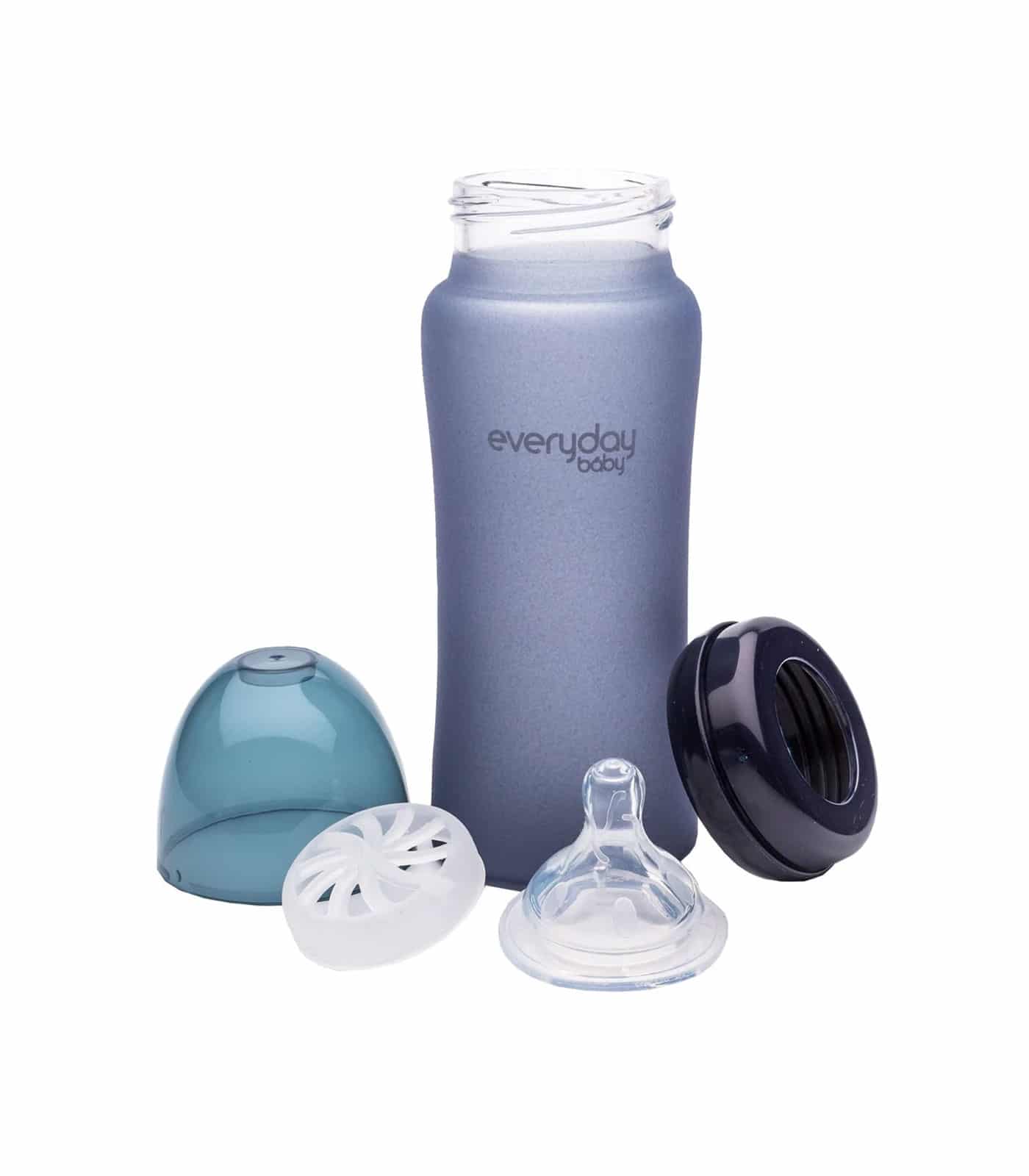 Biberón cristal anti rotura termosensible Everyday Baby 300ml morado - Imagen 2