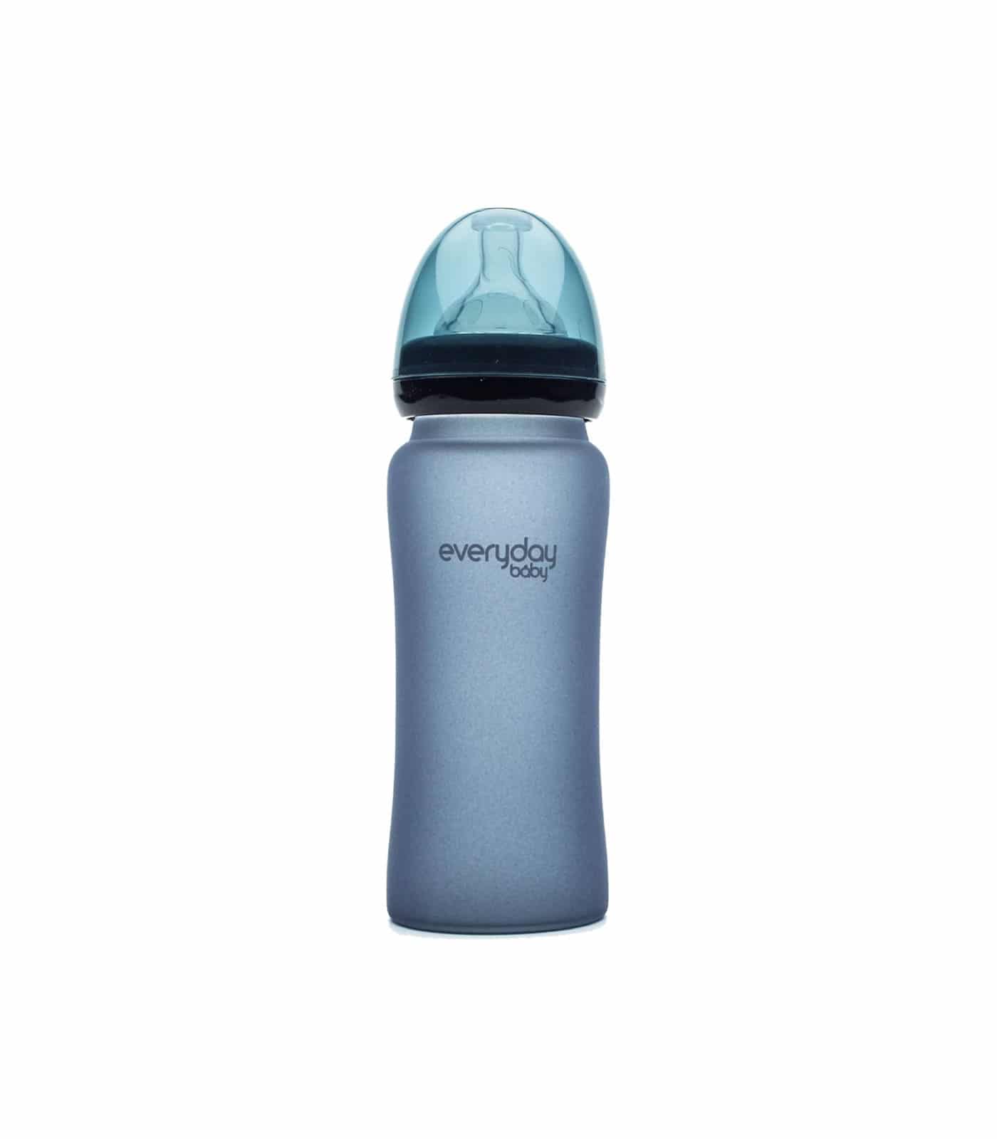 Biberón cristal anti rotura termosensible Everyday Baby 300ml morado