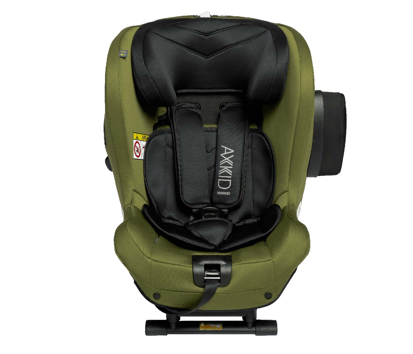 Vista frontal de Silla de coche infantil Axkid minikid 2 verde moss